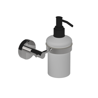 Contemporary soap dispenser, stainless steel with glass bottle