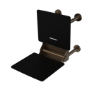The Gosfield, 650mm stainless steel frame wall mounted removable fold down Doc M shower seat, Antique Brass Plated & Black Pad
