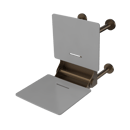 The Gosfield, 650mm stainless steel frame wall mounted removable fold down Doc M shower seat, Antique Brass Plated & White Pad