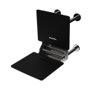 The Gosfield, 650mm stainless steel frame wall mounted removable fold down Doc M shower seat, Polished Stainless Steel & Black