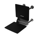 The Gosfield, 650mm stainless steel frame wall mounted removable fold down Doc M shower seat, Satin Stainless Steel & Black