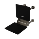 The Gosfield, 650mm stainless steel frame wall mounted removable fold down Doc M shower seat, PVD Satin Nickel & Black
