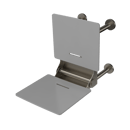The Gosfield, 650mm stainless steel frame wall mounted removable fold down Doc M shower seat, PVD Satin Nickel & White