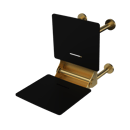 The Gosfield, 650mm stainless steel frame wall mounted removable fold down Doc M shower seat, PVD Satin Gold & Black