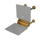 The Gosfield, 650mm stainless steel frame wall mounted removable fold down Doc M shower seat, PVD Satin Gold & White
