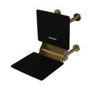 The Gosfield, 650mm stainless steel frame wall mounted removable fold down Doc M shower seat, PVD Satin Brass & Black