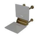 The Gosfield, 650mm stainless steel frame wall mounted removable fold down Doc M shower seat, PVD Satin Brass & White