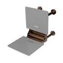 The Gosfield, 650mm stainless steel frame wall mounted removable fold down Doc M shower seat, PVD Polished Bronze & White