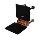 The Gosfield, 650mm stainless steel frame wall mounted removable fold down Doc M shower seat, PVD Polished Warm Gold & Black