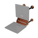 The Gosfield, 650mm stainless steel frame wall mounted removable fold down Doc M shower seat, PVD Polished Warm Gold & White