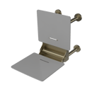 The Gosfield, 650mm stainless steel frame wall mounted removable fold down Doc M shower seat, PVD Satin Champagne & White