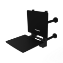The Gosfield, 650mm stainless steel frame wall mounted removable fold down Doc M shower seat, Matt Black (RAL 9005) & Black Pad