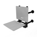The Gosfield, 650mm stainless steel frame wall mounted removable fold down Doc M shower seat, Matt Black (RAL 9005) & White Pad