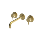 The Gosfield, wall mounted basin mixer tap, two lever, 190mm spout, PVD Satin Brass