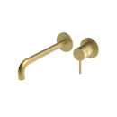 The Gosfield, wall mounted basin mixer tap, single lever, 220mm spout, PVD Satin Brass