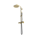 The Gosfield, thermostatic exposed shower assembly inc. mixer, head, pipes, hoses and handheld shower, PVD Satin Brass