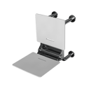 The Hanson, 650mm stainless steel frame wall mounted fold down Doc M shower seat, Polished Chrome Plated & White
