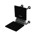 The Hanson, 650mm stainless steel frame wall mounted fold down Doc M shower seat, Satin Chrome Plated & Black