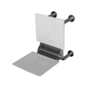 The Hanson, 650mm stainless steel frame wall mounted fold down Doc M shower seat, Satin Chrome Plated & White