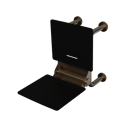 The Hanson, 650mm stainless steel frame wall mounted fold down Doc M shower seat, Antique Brass Plated & Black Pad