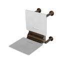The Hanson, 650mm stainless steel frame wall mounted fold down Doc M shower seat, Antique Brass Plated & White Pad