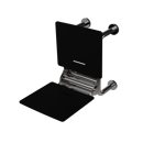 The Hanson, 650mm stainless steel frame wall mounted fold down Doc M shower seat, Polished Stainless Steel & Black