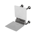 The Hanson, 650mm stainless steel frame wall mounted fold down Doc M shower seat, Polished Stainless Steel & White