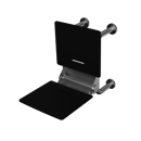 The Hanson, 650mm stainless steel frame wall mounted fold down Doc M shower seat, Satin Stainless Steel & Black
