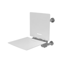 The Hanson, 650mm stainless steel frame wall mounted fold down Doc M shower seat, Satin Stainless Steel & White
