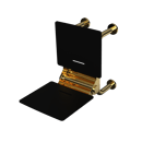 The Hanson, 650mm stainless steel frame wall mounted fold down Doc M shower seat, PVD Polished Gold & Black