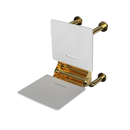 The Hanson, 650mm stainless steel frame wall mounted fold down Doc M shower seat, PVD Polished Gold & White