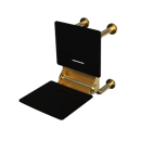 The Hanson, 650mm stainless steel frame wall mounted fold down Doc M shower seat, PVD Satin Gold & Black
