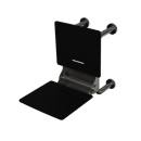 The Hanson, 650mm stainless steel frame wall mounted fold down Doc M shower seat, PVD Satin Graphite & Black