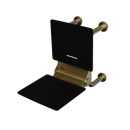 The Hanson, 650mm stainless steel frame wall mounted fold down Doc M shower seat, PVD Satin Brass & Black