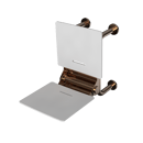 The Hanson, 650mm stainless steel frame wall mounted fold down Doc M shower seat, PVD Polished Bronze & White