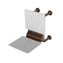 The Hanson, 650mm stainless steel frame wall mounted fold down Doc M shower seat, PVD Satin Bronze & White