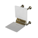 The Hanson, 650mm stainless steel frame wall mounted fold down Doc M shower seat, PVD Polished Champagne & Black