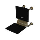 The Hanson, 650mm stainless steel frame wall mounted fold down Doc M shower seat, PVD Satin Champagne & Black