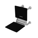 The Hanson, 650mm stainless steel frame wall mounted fold down Doc M shower seat, Matt White (RAL 9016) & Black Pad