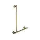 The Portland, 900 x 600 solid brass concealed fixing L-shape grab rail, Natural Polished Brass