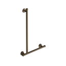 The Portland, 900 x 600 solid brass concealed fixing L-shape grab rail, Natural Weathered Brass