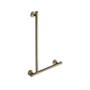 The Portland, 900 x 600 solid brass concealed fixing removable L-shape grab rail, Natural Polished Brass