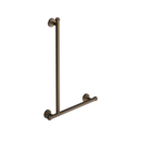 The Portland, 900 x 600 solid brass concealed fixing removable L-shape grab rail, Natural Weathered Brass