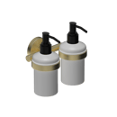 The Portland Double Soap Dispenser, Natural Satin Brass