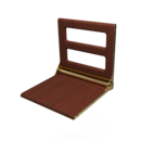 The Cavendish, 495mm stainless steel frame wall mounted fold down shower seat, PVD Satin Gold,Mahogany Pad