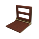 The Cavendish, 495mm stainless steel frame wall mounted fold down shower seat, PVD Satin Brass,Mahogany Pad