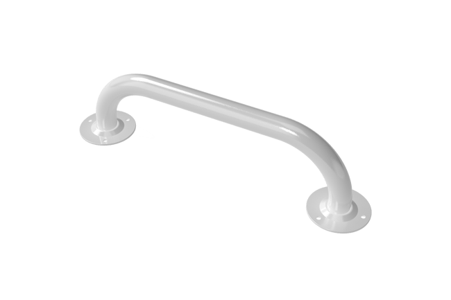 Round flange grab rail, steel, exposed fixings, 25mm diameter