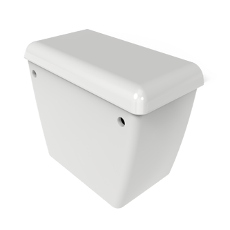 Low level cistern for box rim pan