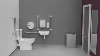 Premium rimless left handed close coupled Doc M toilet pack, lockable cistern lid, stainless steel, concealed fixings
