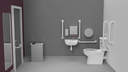 Premium rimless left handed close coupled Doc M toilet pack, lockable cistern lid, stainless steel, concealed fixings, White (RAL 9016)